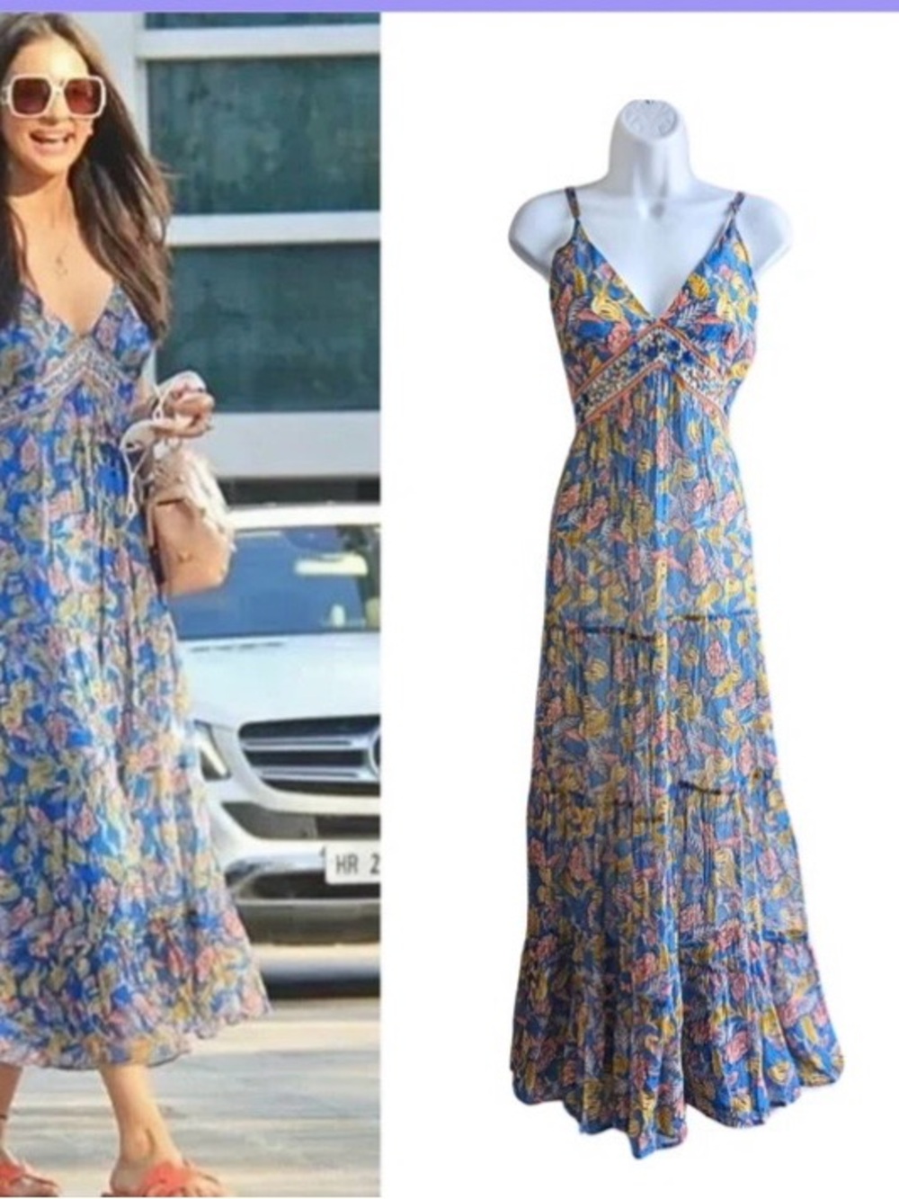 Anthropologie VERB Pallavi Singhee Vineyard Tiered Floral Maxi Sundress